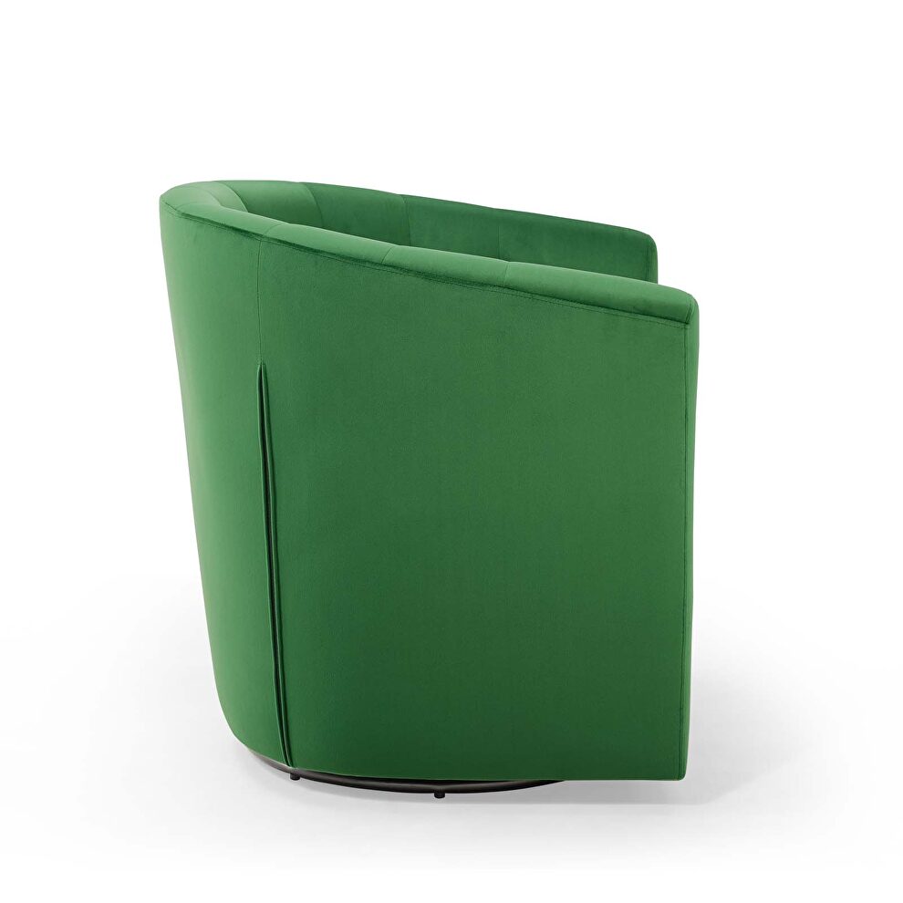 Tufted performance velvet swivel armchair in emerald by Modway additional picture 6
