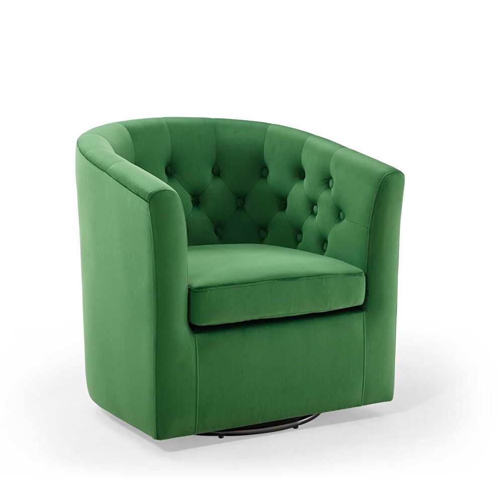 Tufted performance velvet swivel armchair in emerald by Modway additional picture 8