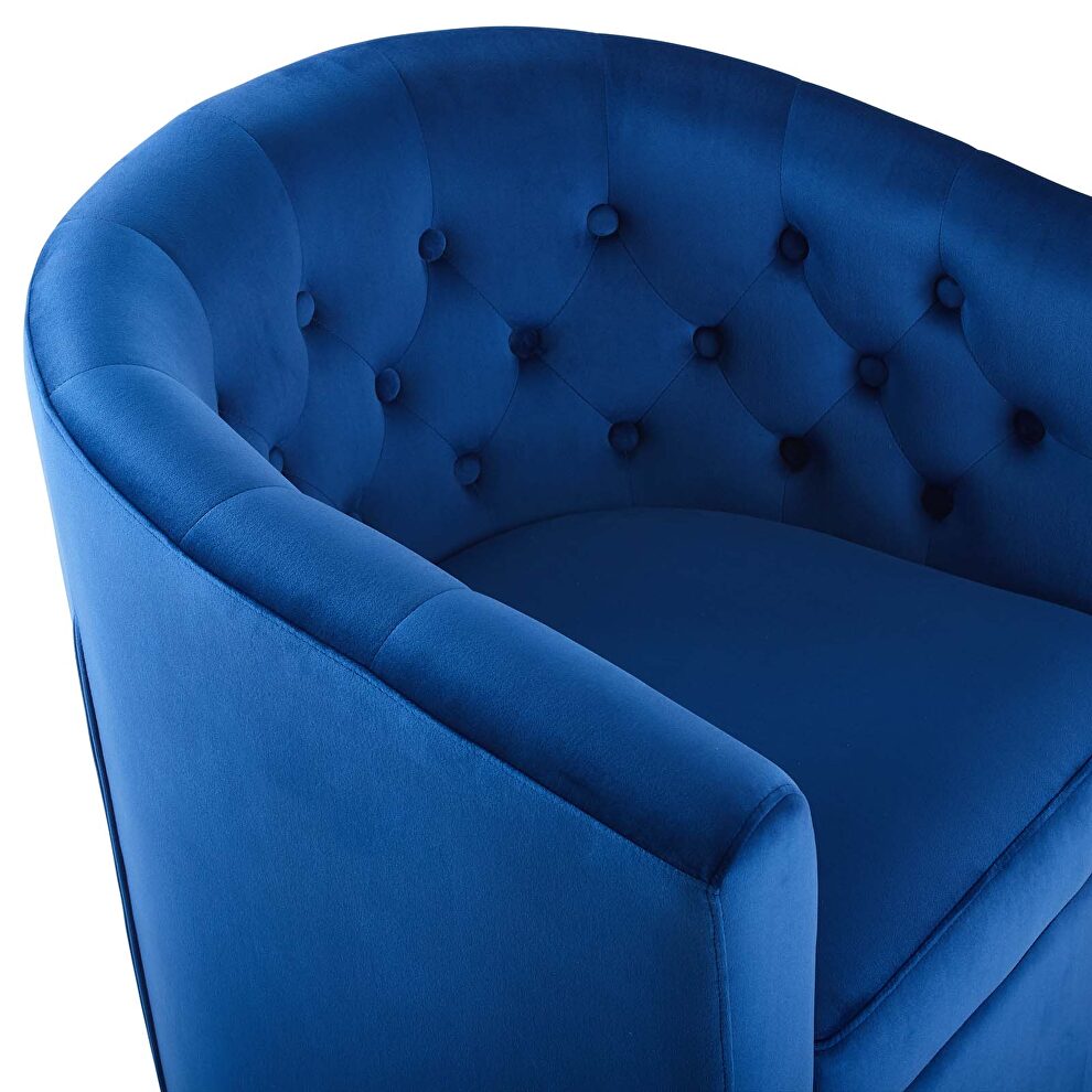 Tufted performance velvet swivel armchair in navy by Modway additional picture 4