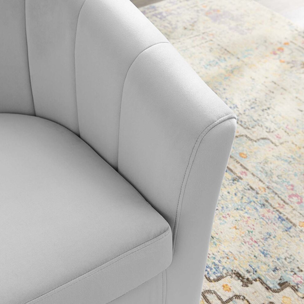 Performance velvet swivel armchair in light gray by Modway additional picture 2