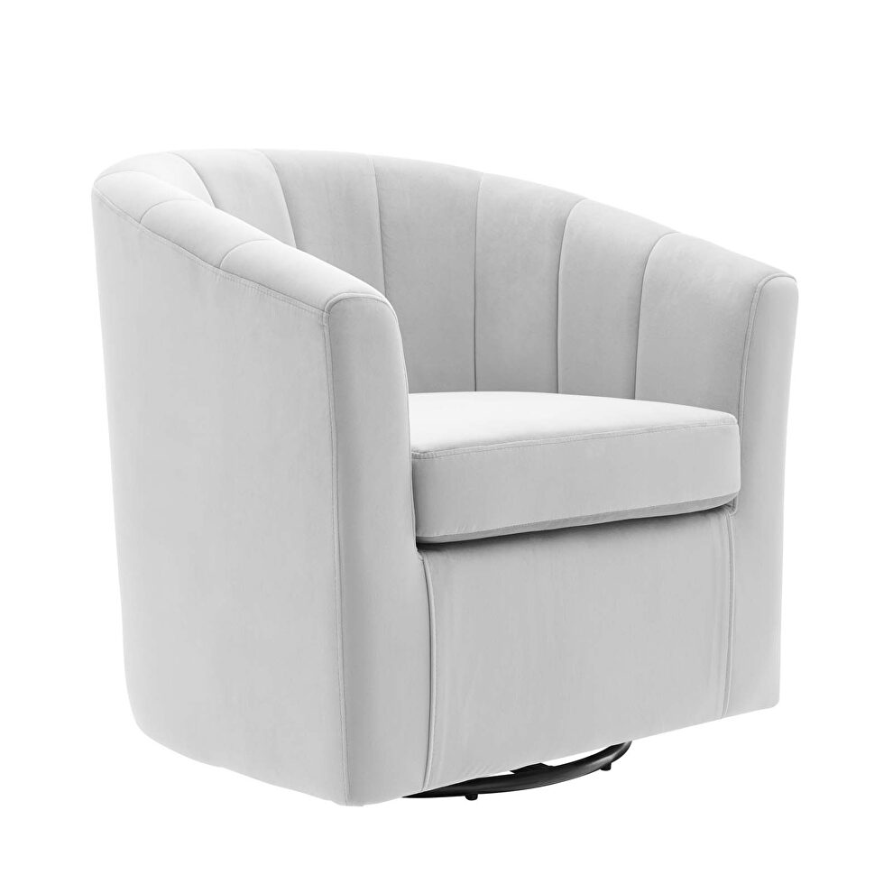Performance velvet swivel armchair in light gray by Modway additional picture 8