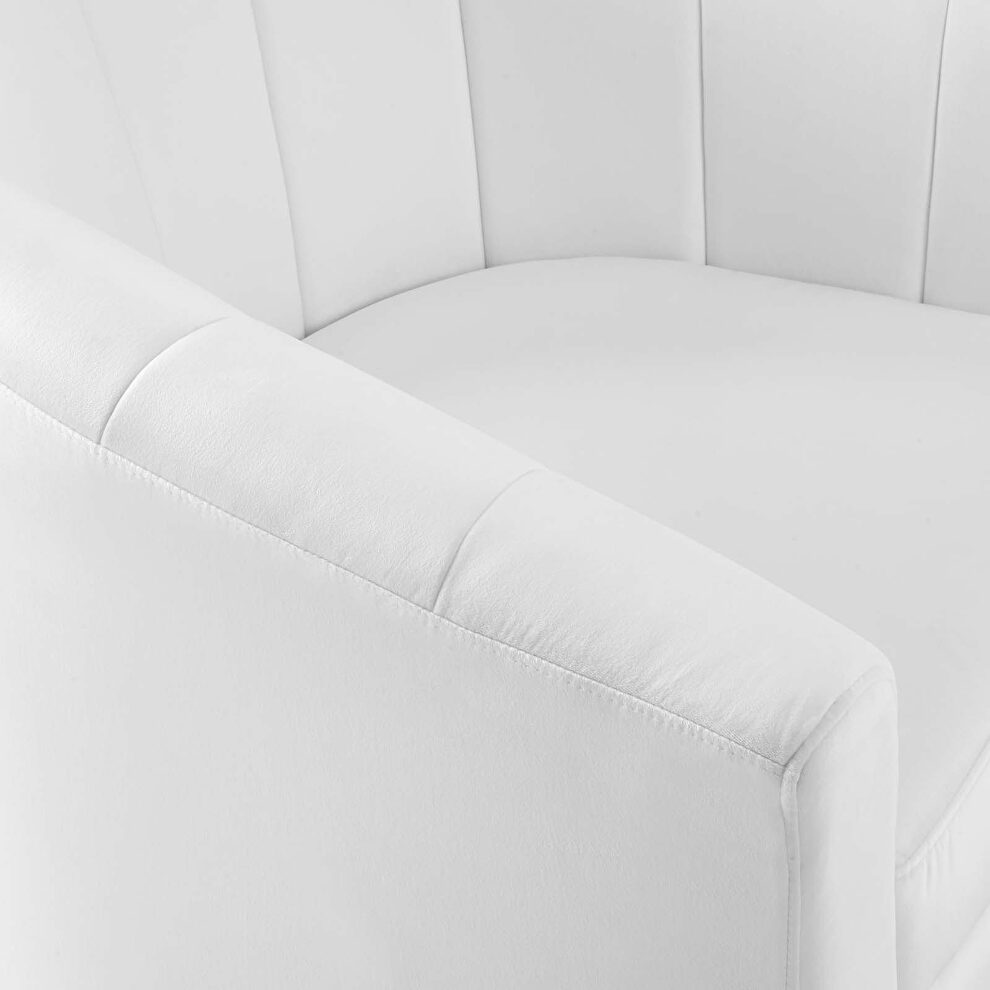 Performance velvet swivel armchair in white by Modway additional picture 4