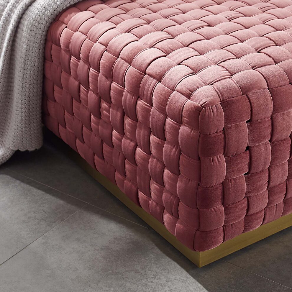 Square performance velvet ottoman in dusty rose by Modway additional picture 6