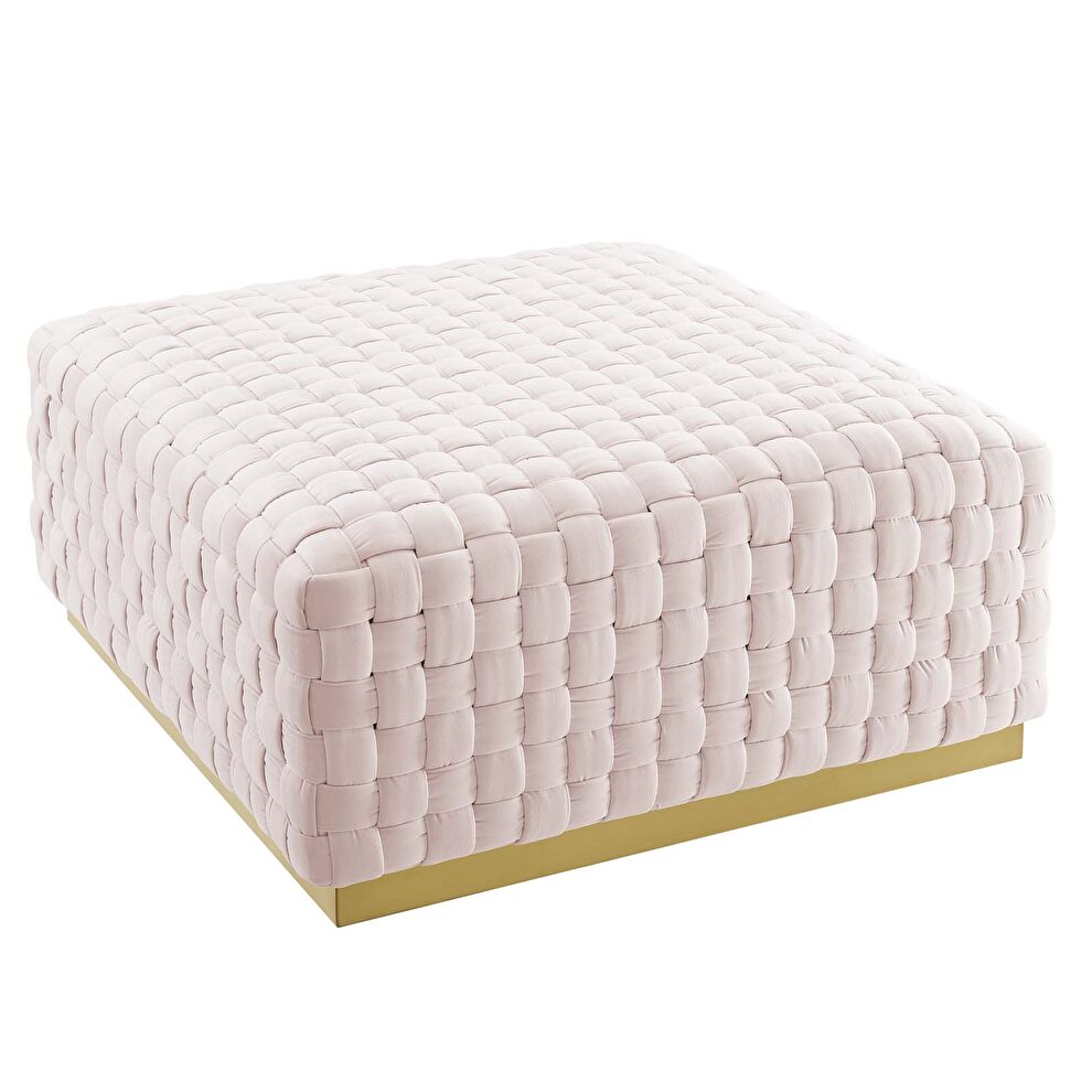 Square performance velvet ottoman in pink by Modway additional picture 3