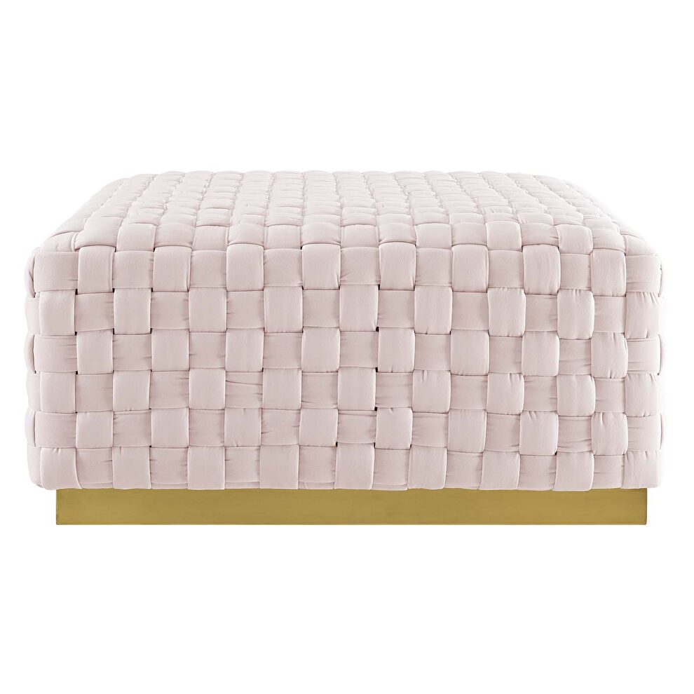 Square performance velvet ottoman in pink by Modway additional picture 4