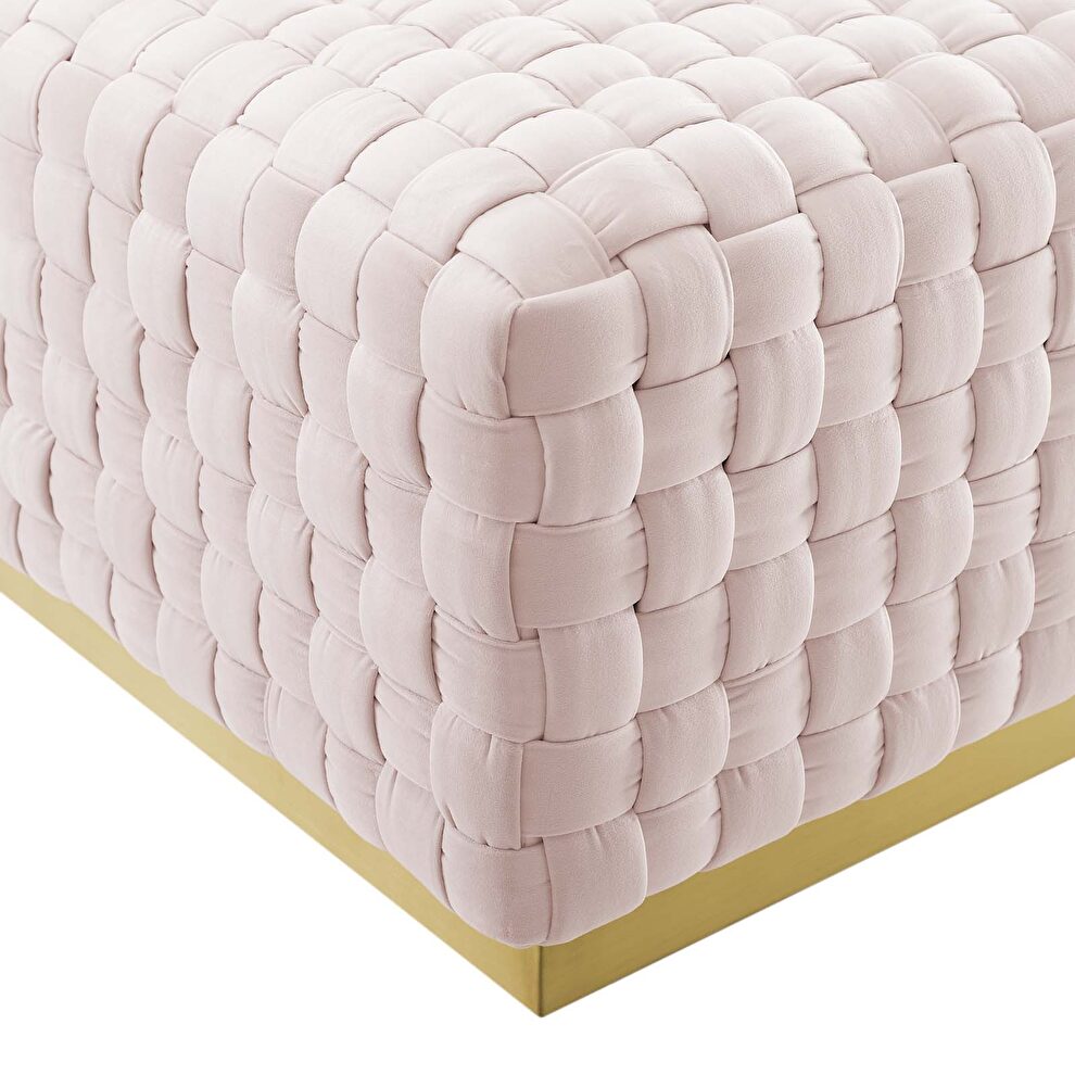 Square performance velvet ottoman in pink by Modway additional picture 5