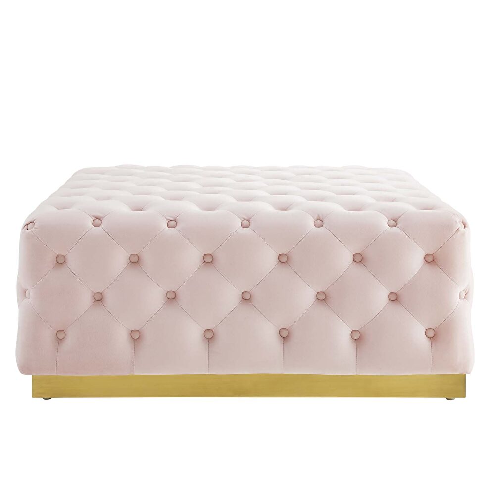 Tufted performance velvet square ottoman in pink by Modway additional picture 3