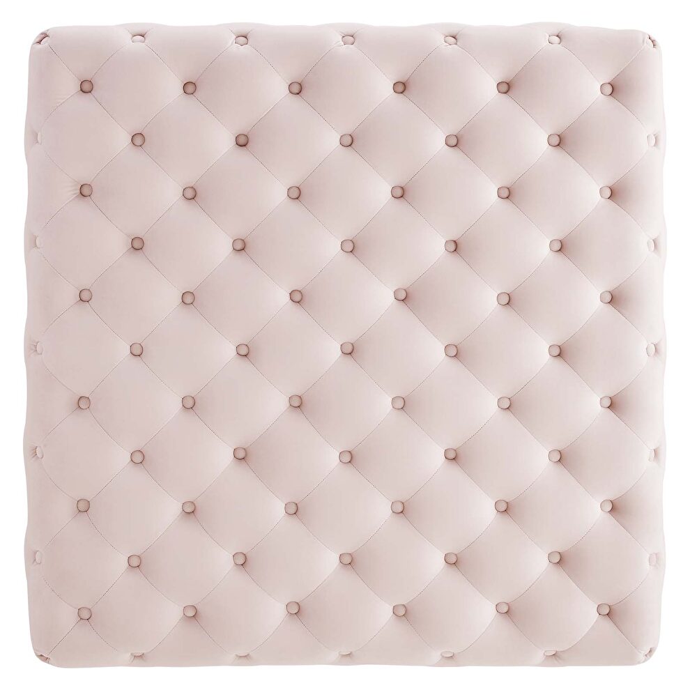 Tufted performance velvet square ottoman in pink by Modway additional picture 4