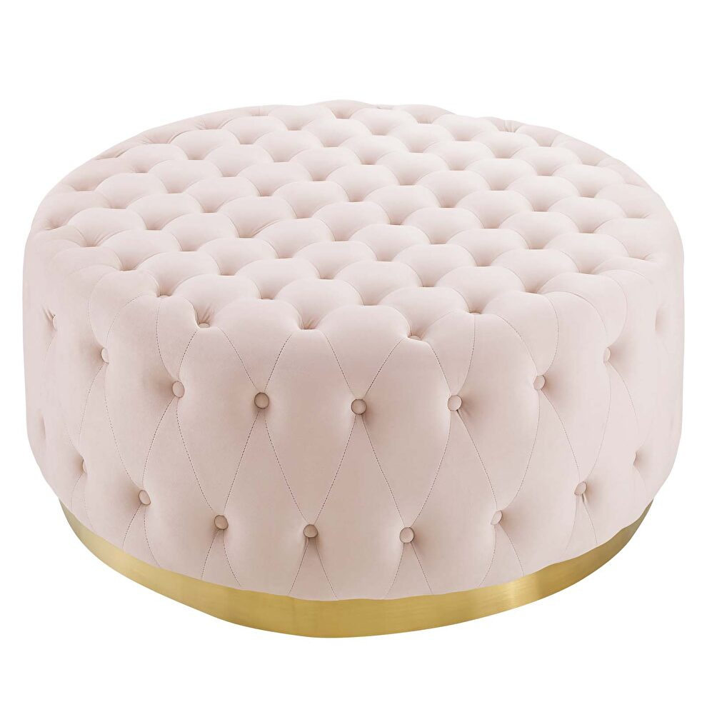 Tufted performance velvet round ottoman in pink by Modway additional picture 2