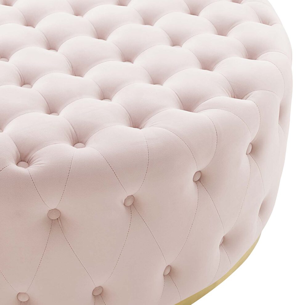 Tufted performance velvet round ottoman in pink by Modway additional picture 5