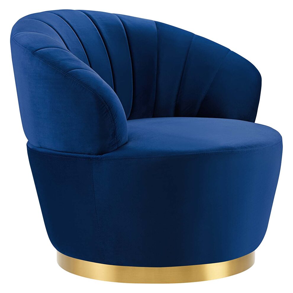 Tufted performance velvet swivel chair in navy by Modway additional picture 7
