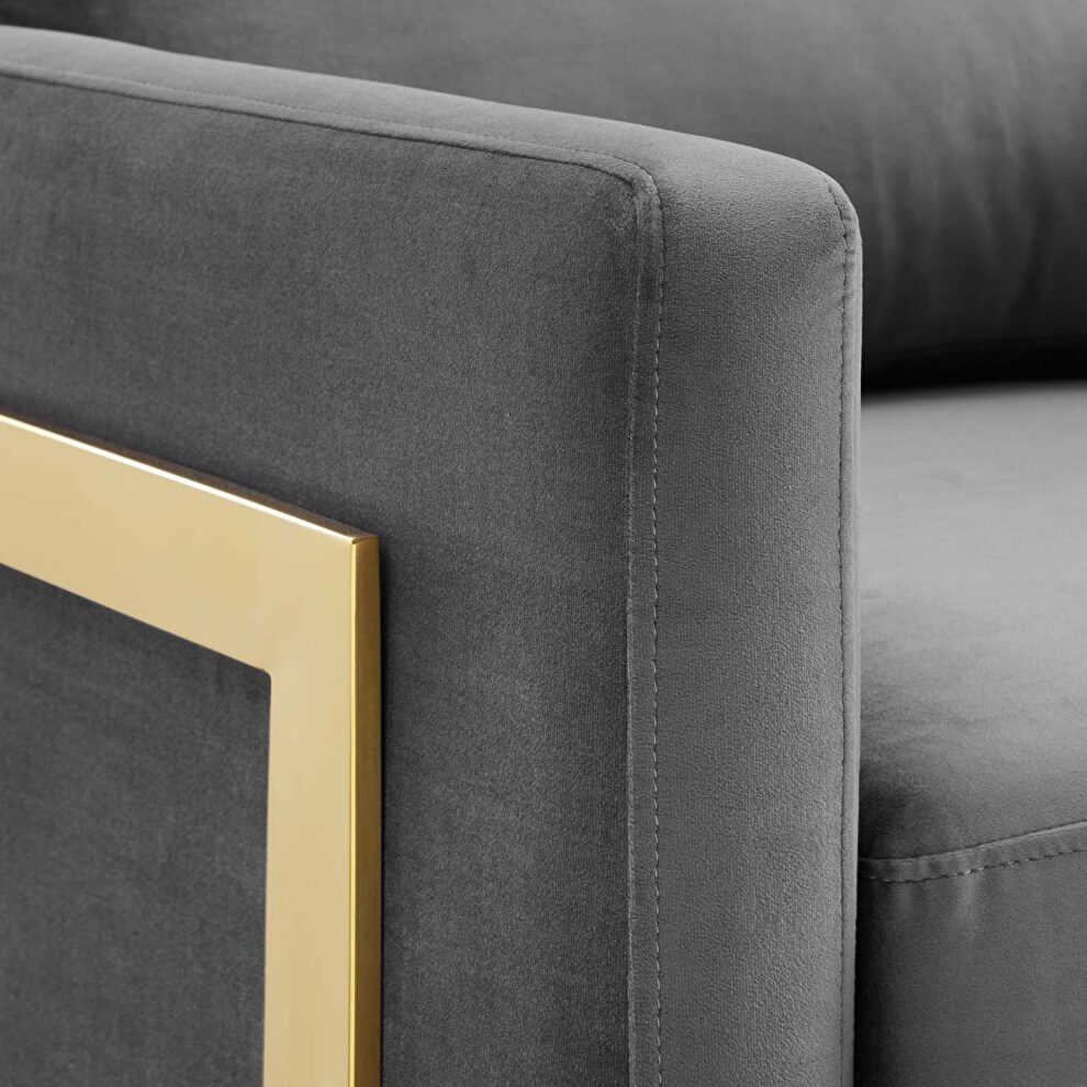 Performance velvet accent chair in gold gray by Modway additional picture 2