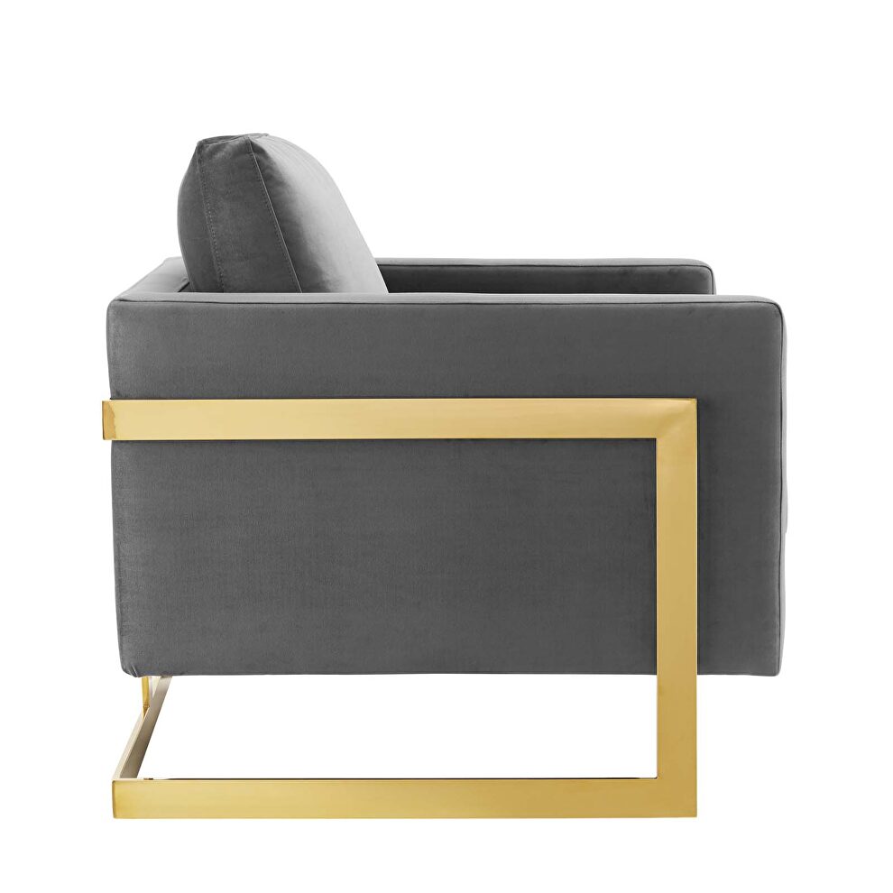 Performance velvet accent chair in gold gray by Modway additional picture 5