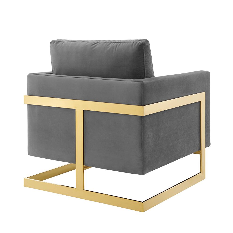 Performance velvet accent chair in gold gray by Modway additional picture 6