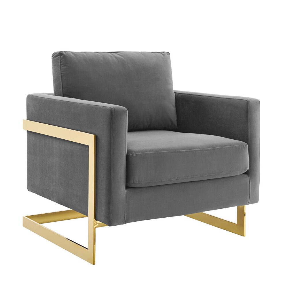 Performance velvet accent chair in gold gray by Modway additional picture 7