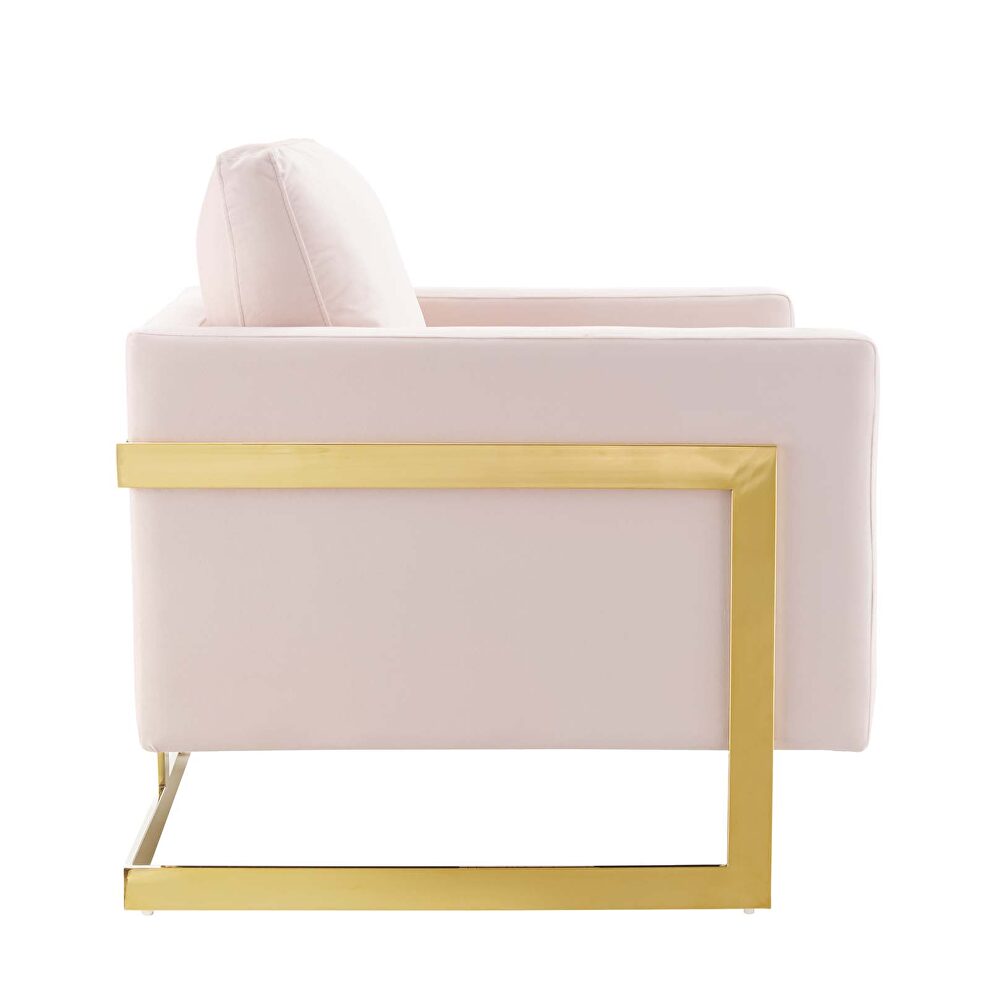 Performance velvet accent chair in gold pink by Modway additional picture 4