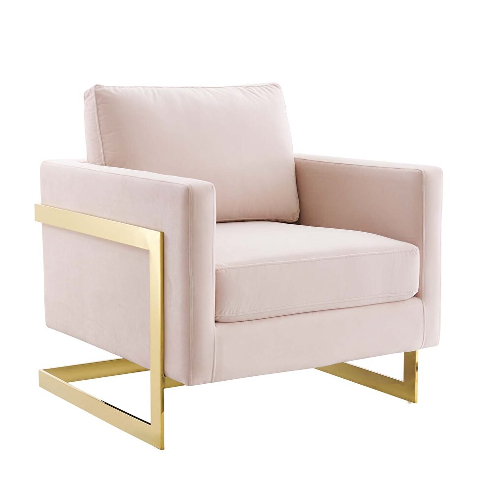 Performance velvet accent chair in gold pink by Modway additional picture 8