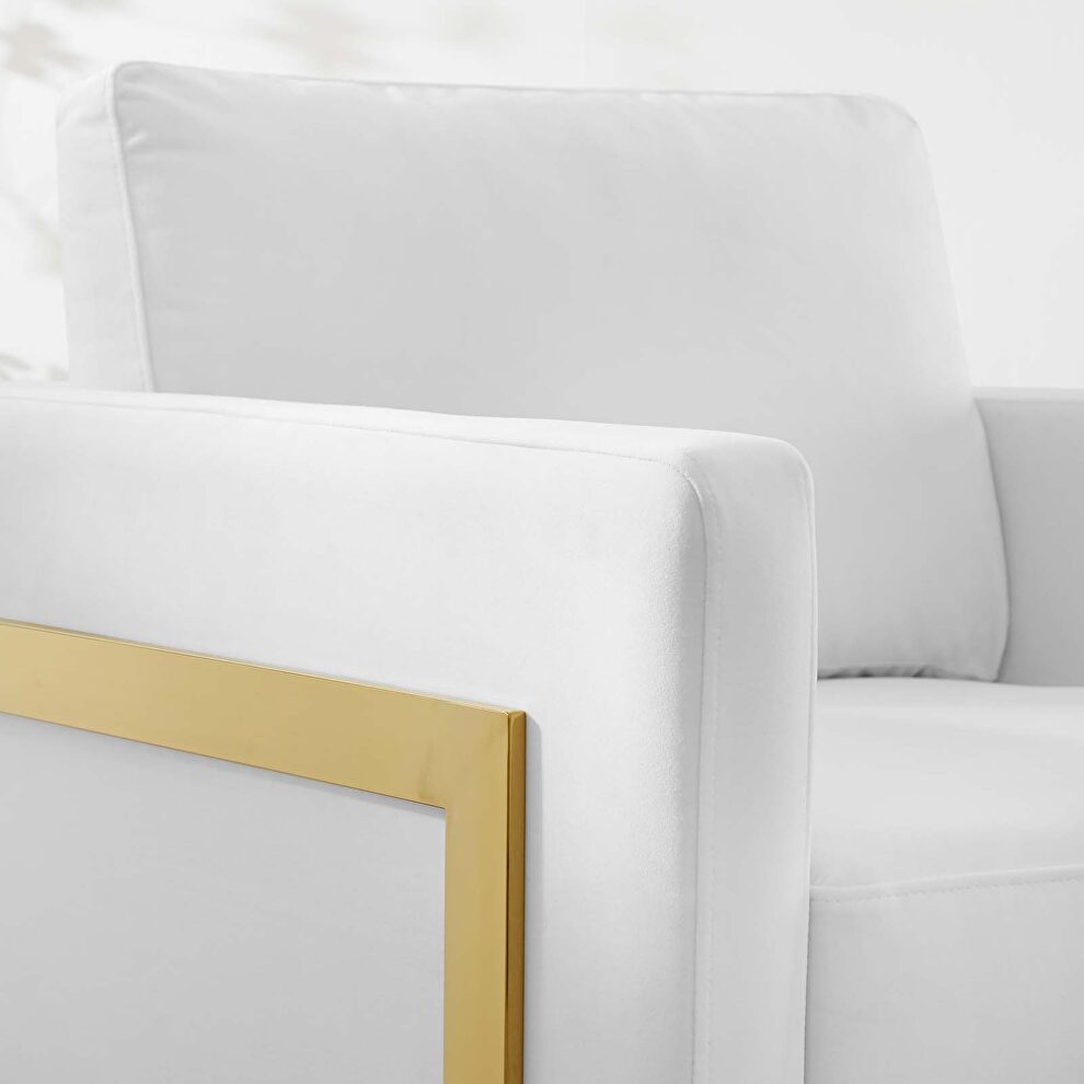 Performance velvet accent chair in gold white by Modway additional picture 3