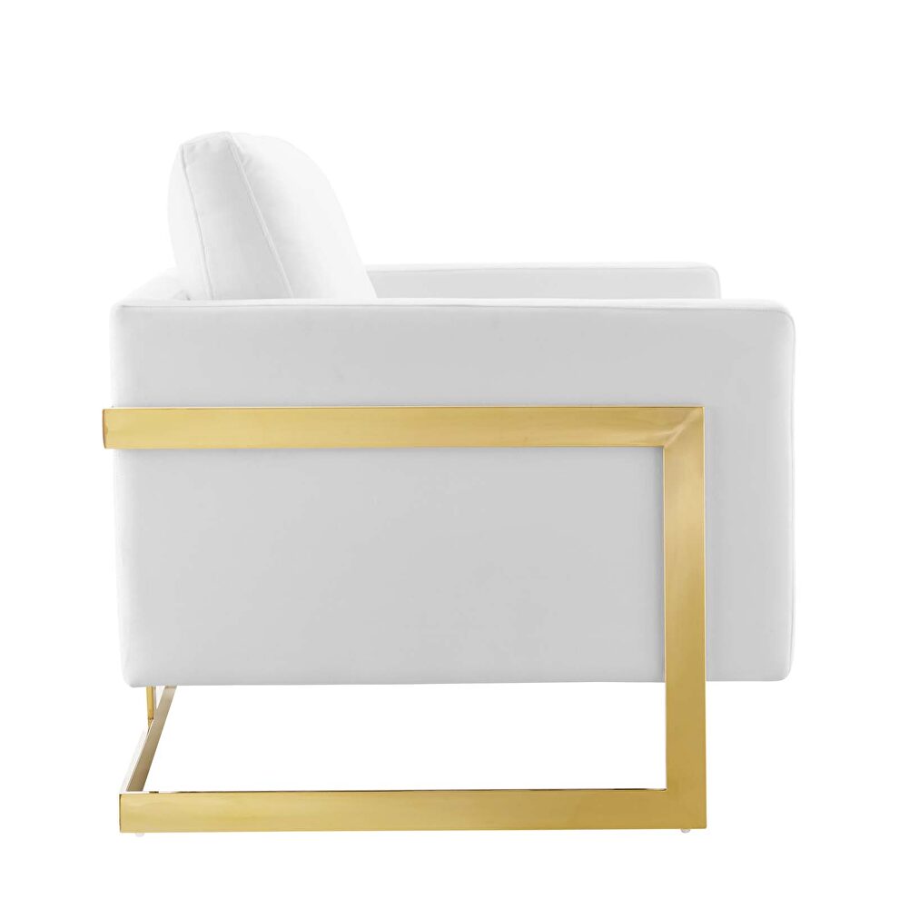 Performance velvet accent chair in gold white by Modway additional picture 5