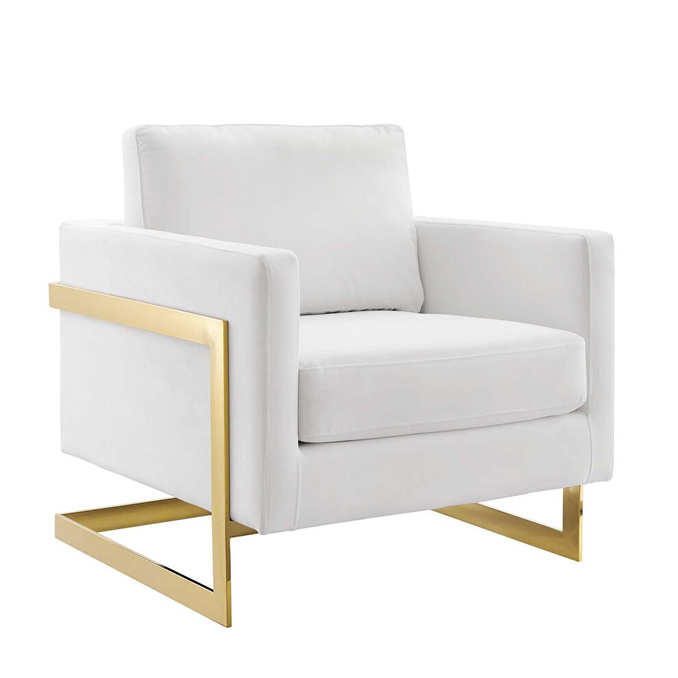 Performance velvet accent chair in gold white by Modway additional picture 7