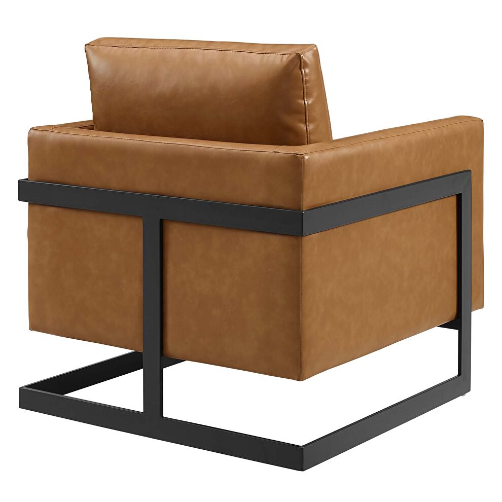 Vegan leather accent chair in black tan by Modway additional picture 7