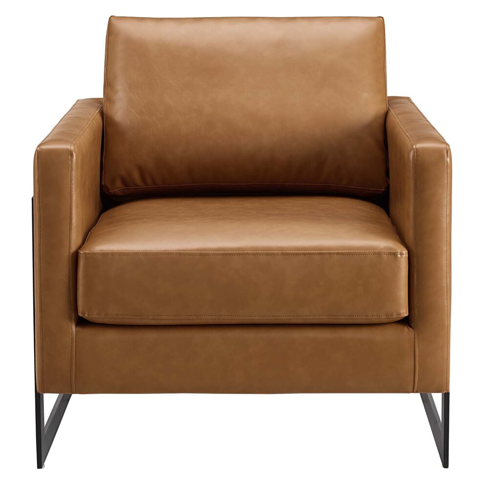 Vegan leather accent chair in black tan by Modway additional picture 9