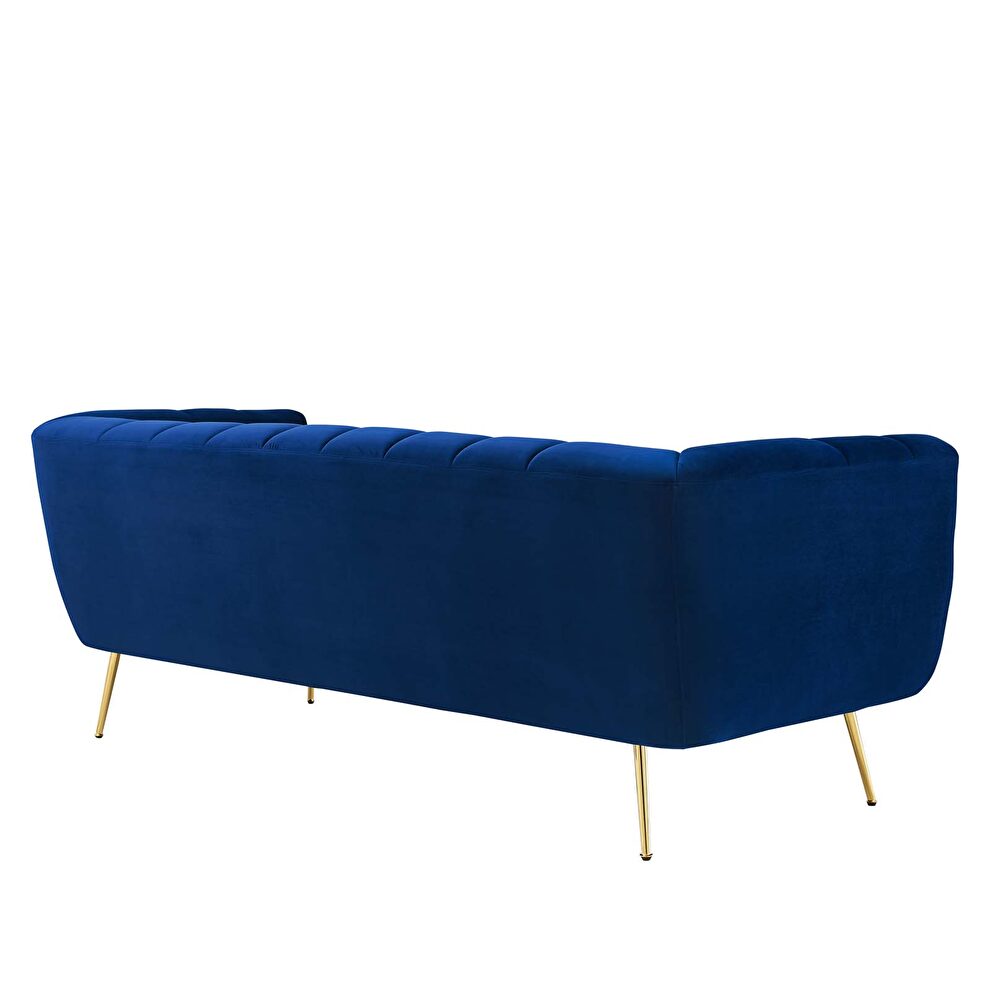 Channel tufted performance velvet sofa in navy by Modway additional picture 4