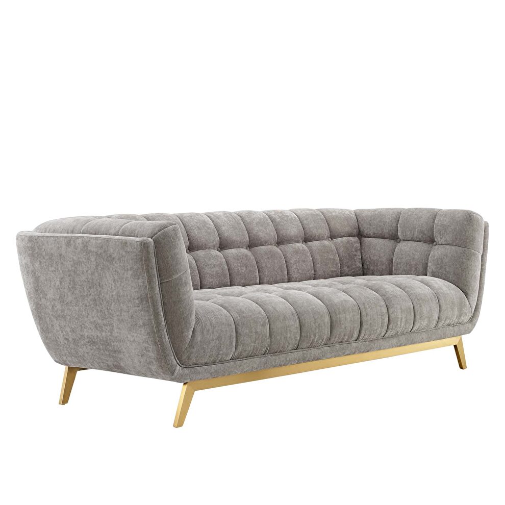 Crushed performance velvet sofa in light gray by Modway additional picture 2