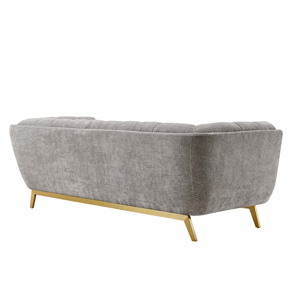 Crushed performance velvet sofa in light gray by Modway additional picture 4