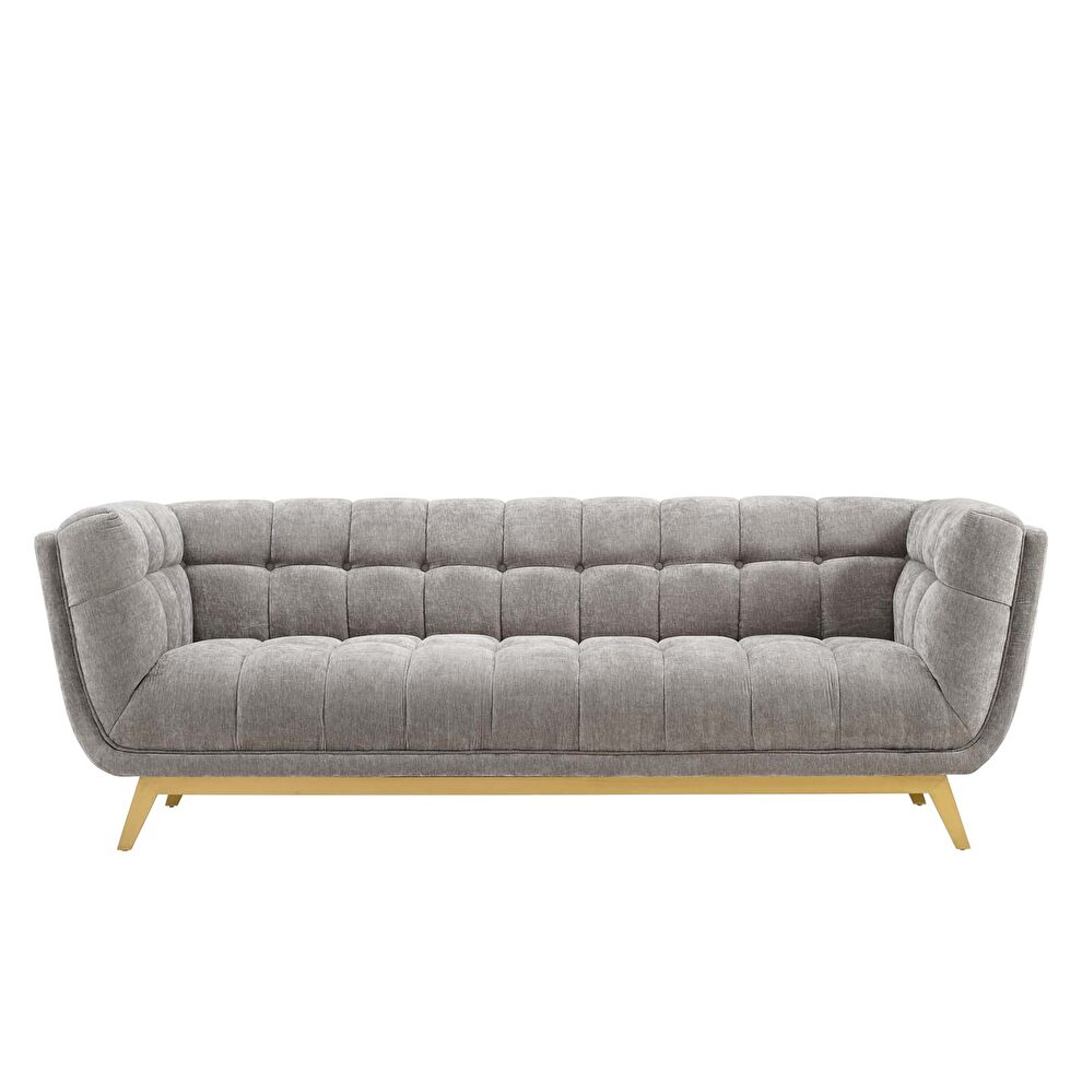 Crushed performance velvet sofa in light gray by Modway additional picture 5