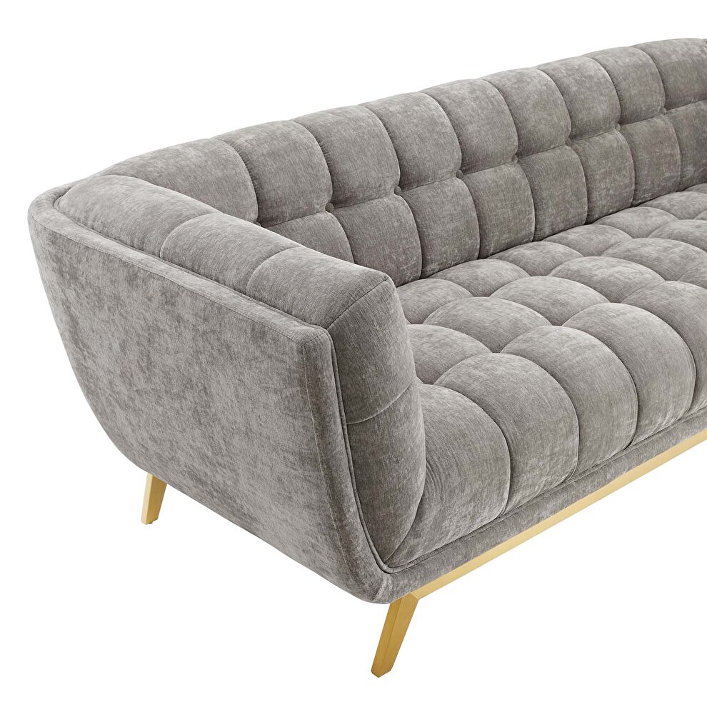 Crushed performance velvet sofa in light gray by Modway additional picture 6