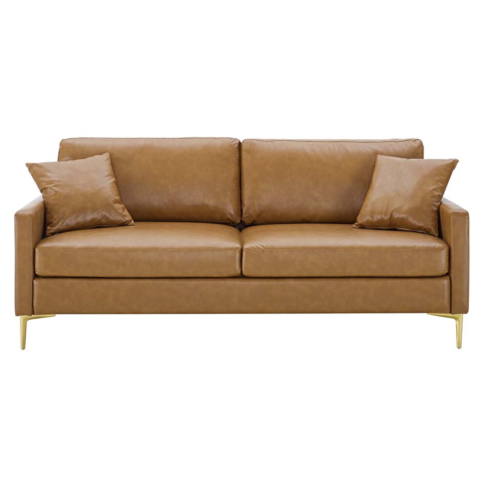 Vegan leather sofa in tan by Modway additional picture 7
