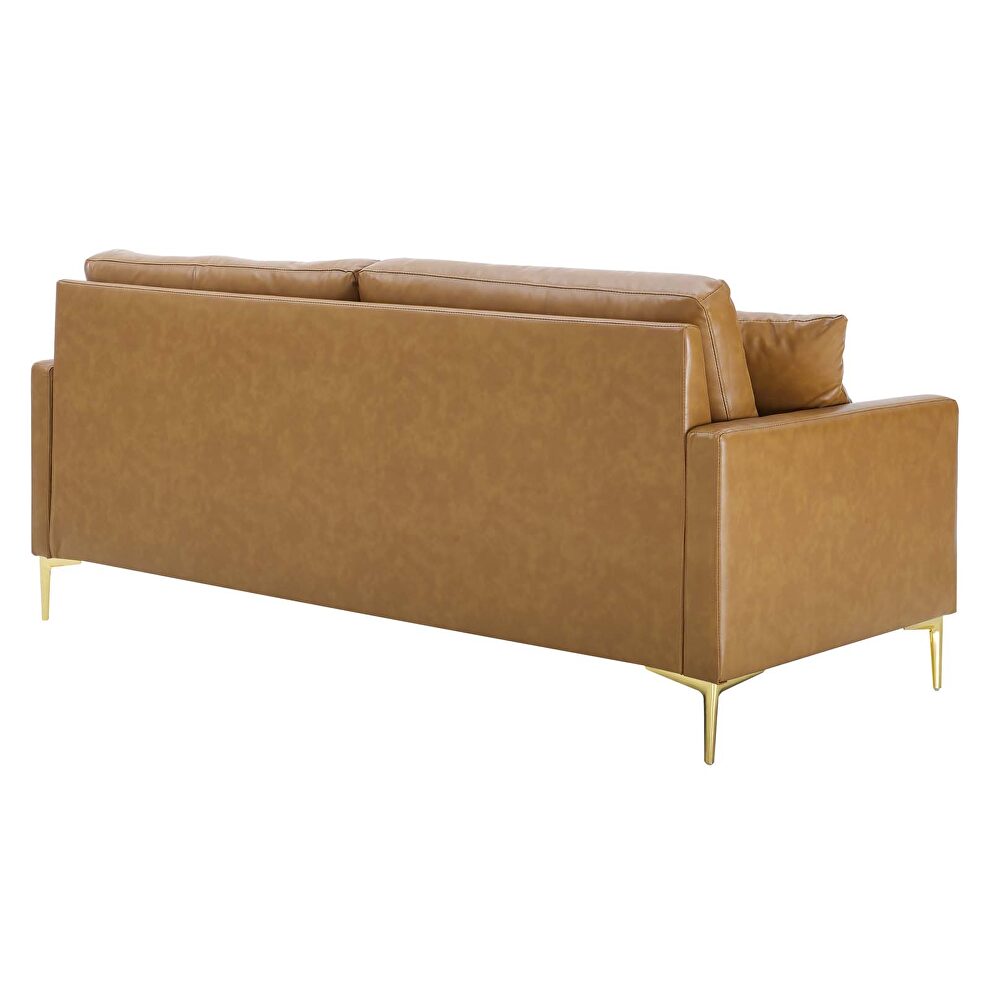 Vegan leather sofa in tan by Modway additional picture 8