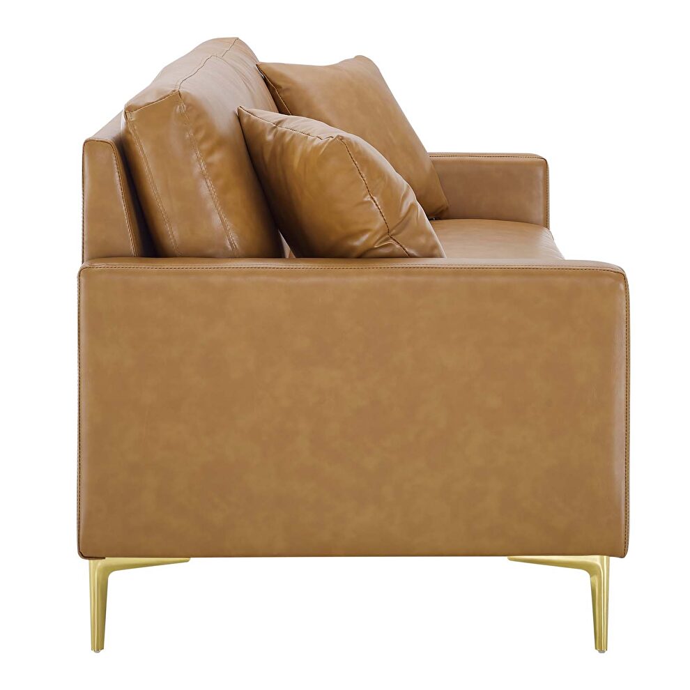 Vegan leather sofa in tan by Modway additional picture 9