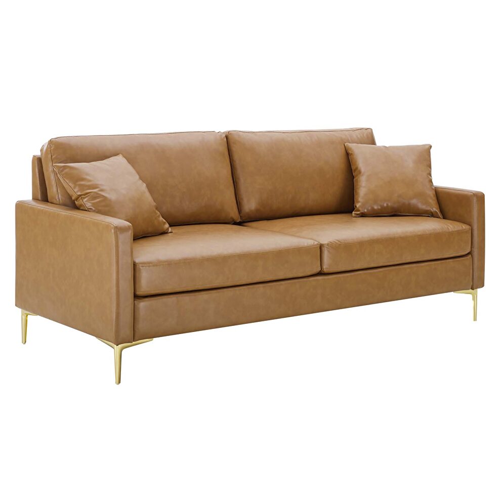 Vegan leather sofa in tan by Modway additional picture 10