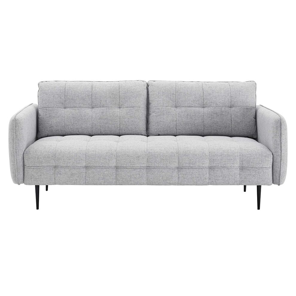 Tufted fabric sofa in light gray by Modway additional picture 7