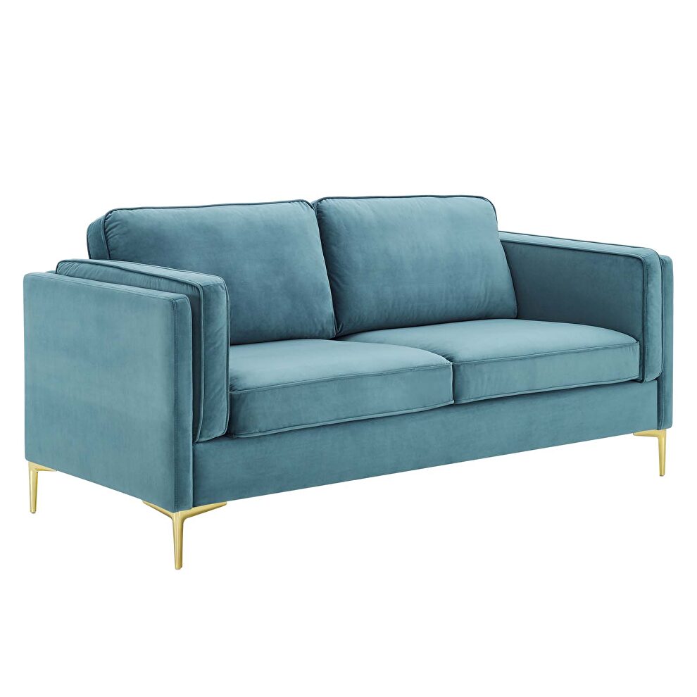 Performance velvet sofa in sea blue by Modway additional picture 10