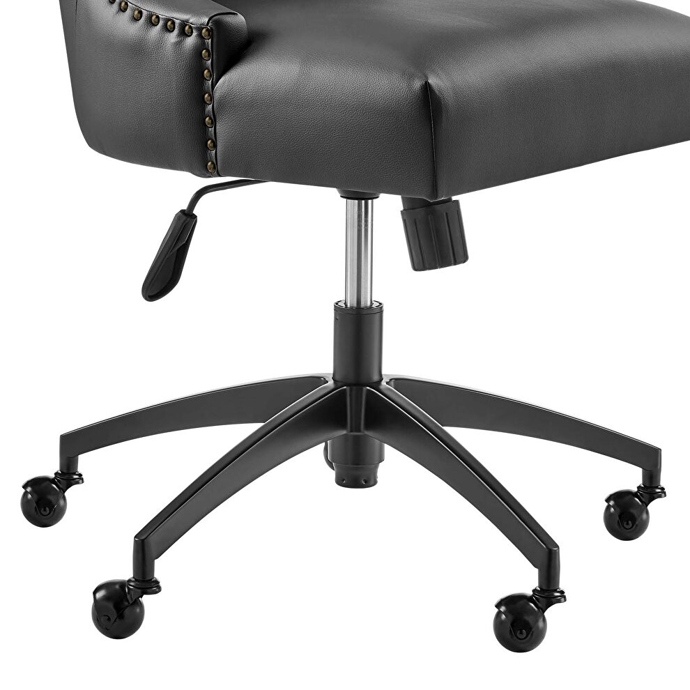 Channel tufted vegan leather office chair in black by Modway additional picture 4