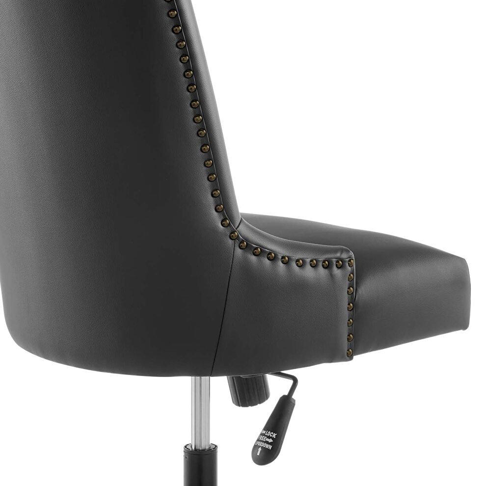 Channel tufted vegan leather office chair in black by Modway additional picture 5