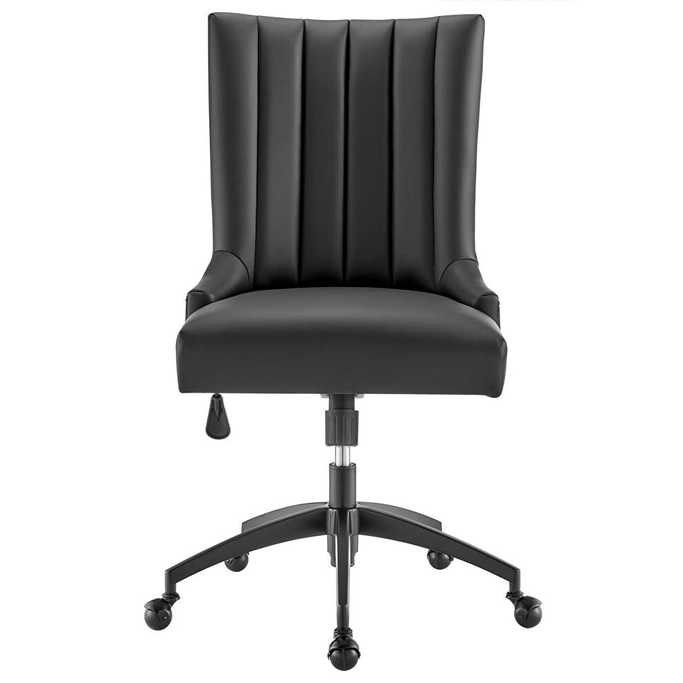 Channel tufted vegan leather office chair in black by Modway additional picture 6