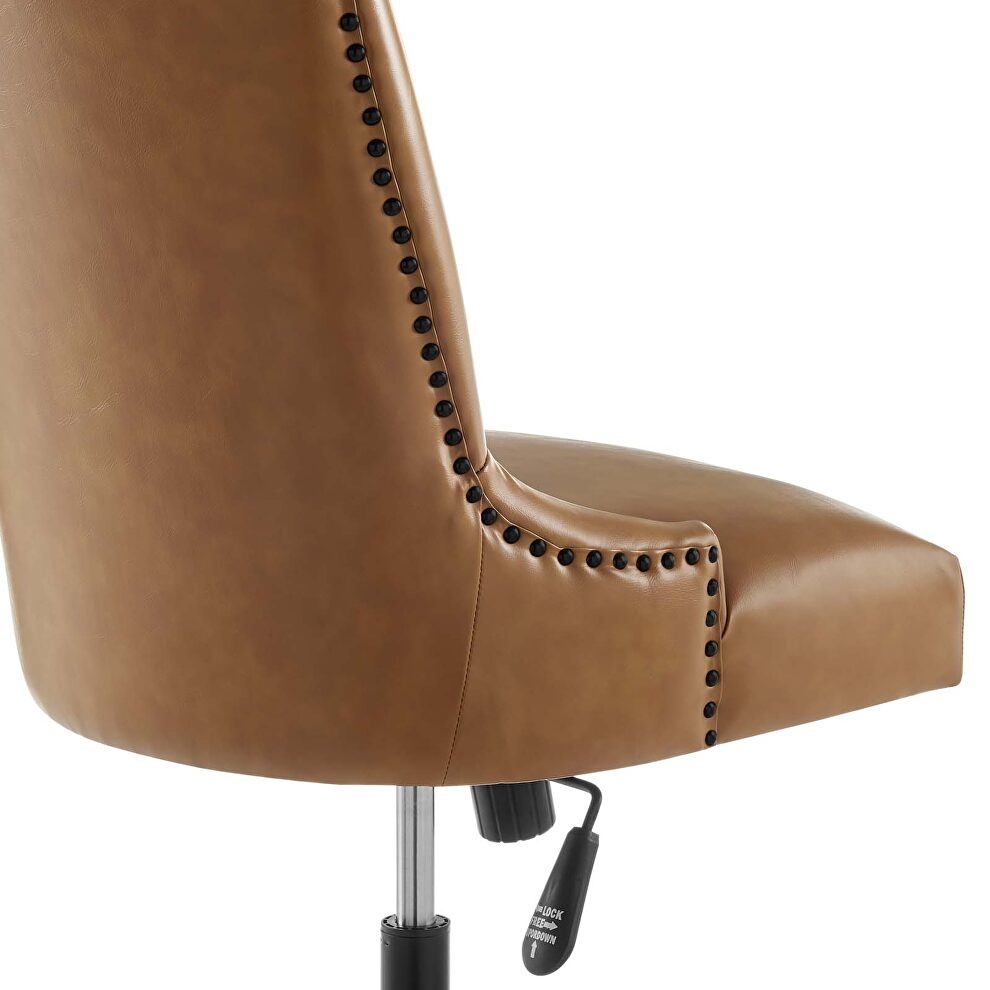 Channel tufted vegan leather office chair in black tan by Modway additional picture 5