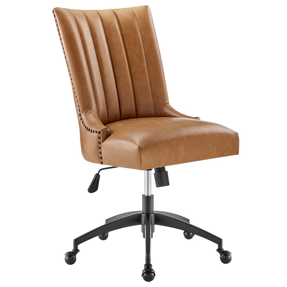 Channel tufted vegan leather office chair in black tan by Modway additional picture 9