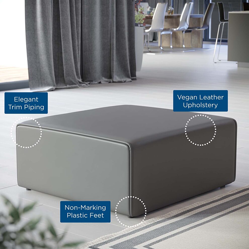 Vegan leather ottoman in gray by Modway additional picture 3