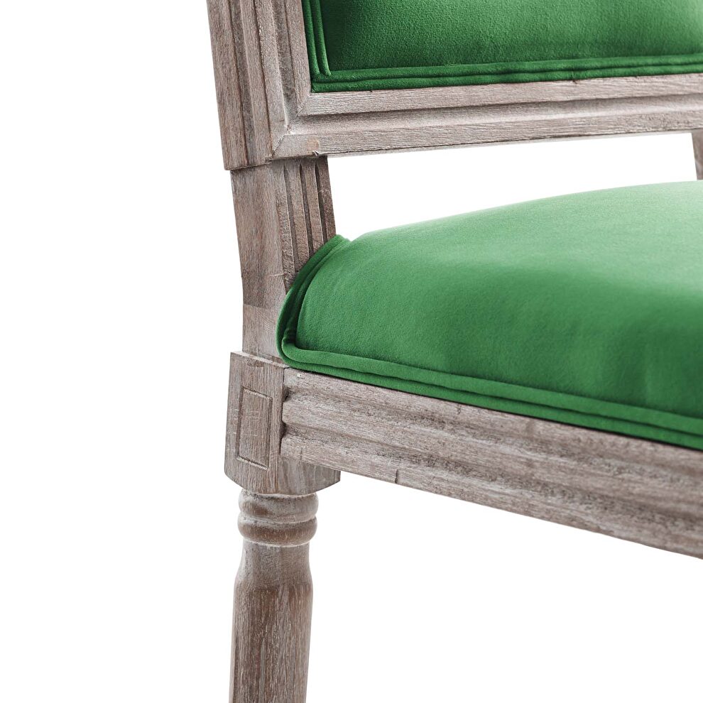 French vintage performance velvet dining side chair in natural emerald by Modway additional picture 4