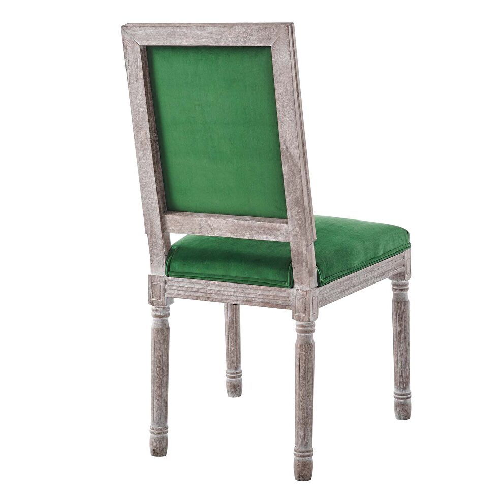 French vintage performance velvet dining side chair in natural emerald by Modway additional picture 6