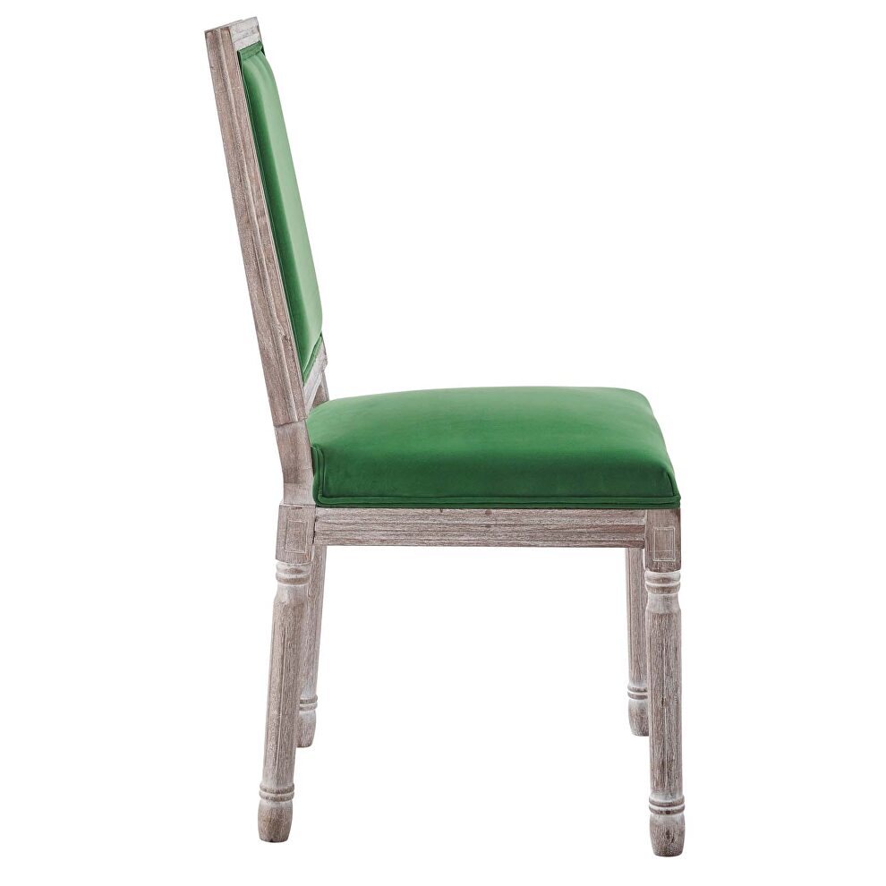 French vintage performance velvet dining side chair in natural emerald by Modway additional picture 7