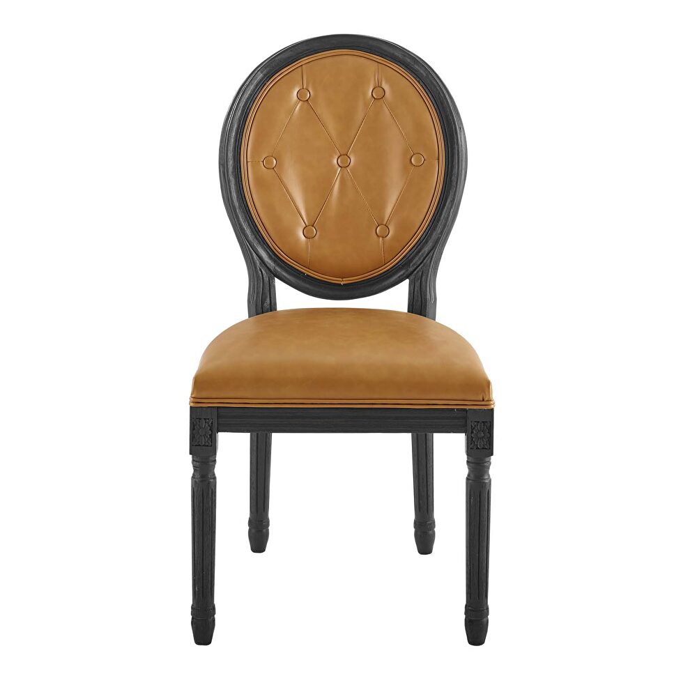 Vintage french vegan leather dining side chair in black tan by Modway additional picture 5