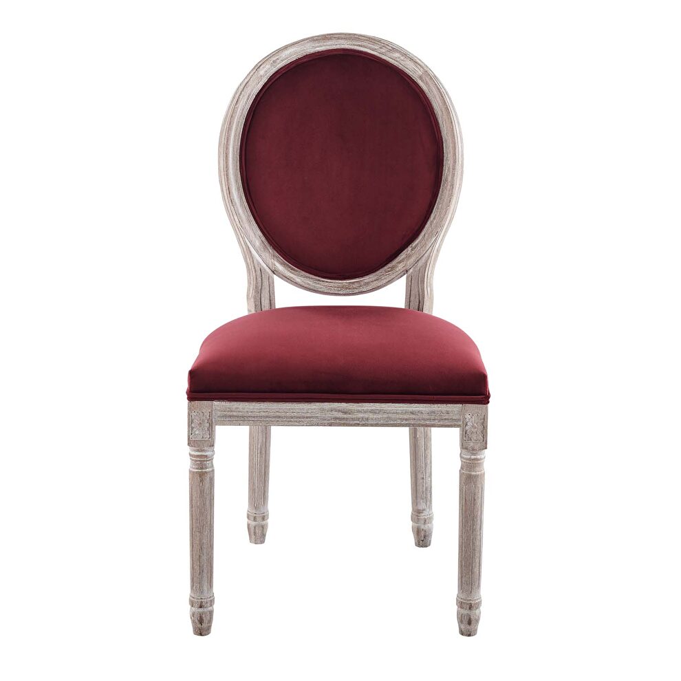 Vintage french performance velvet dining side chair in natural maroon by Modway additional picture 6