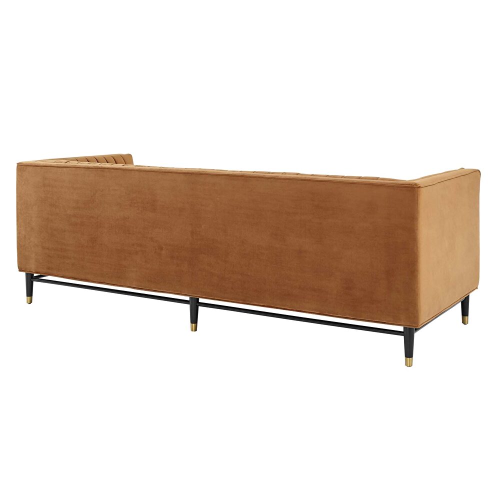Channel tufted performance velvet sofa in cognac by Modway additional picture 6