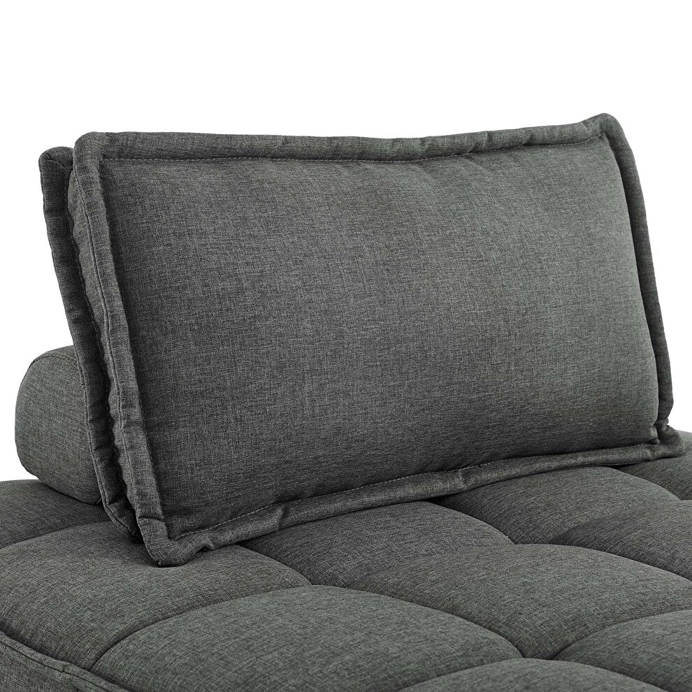 Tufted fabric armless chair in gray by Modway additional picture 6